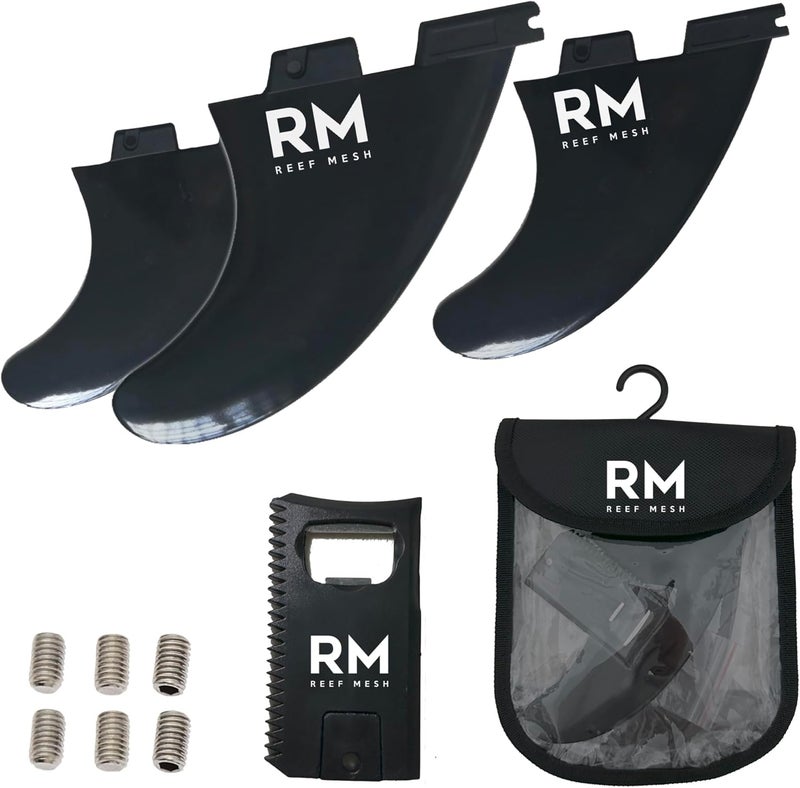 REEF MESH Surfboard fins 3-Set Single tab, Double tab, Board fins, Boost fin, fins Single, Soft Surfboard fins, surf fins, Surfboard fin, Surfing fins - Image 1